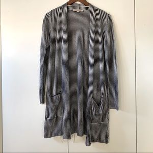 Loft Black and White Striped Cardigan